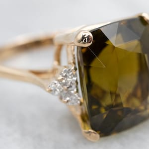 Yellow Gold Tourmaline Ring with Diamond Accents, Yellow Gold Tourmaline Ring, Tourmaline Ring, Tourmaline and Diamond Ring, Ring A30446