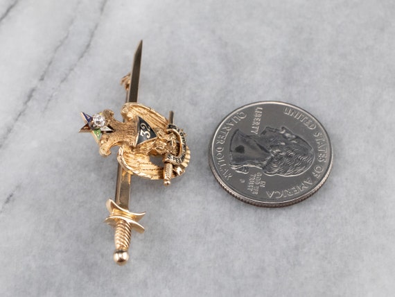 Antique Old Mine Cut Diamond and Gold Masonic Pin… - image 10