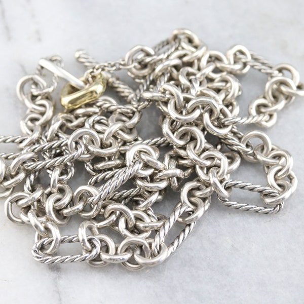 Vintage David Yurman Chain, Sterling Silver and Gold Chain, Sterling Silver Link Chain, Statement Chain JWRRW7X1