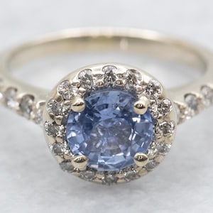 Modern Sapphire Diamond Halo Engagement Ring, Sapphire Ring, Sapphire Engagement, Engagement Ring, Diamond Halo, Halo Engagement A48660
