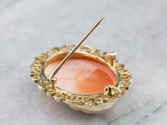 Mid Century Cameo Pin or Pedant, Yellow Gold Came… - image 5