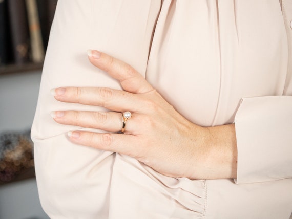 Vintage Pearl Bypass Ring, Yellow Gold Pearl Ring… - image 5