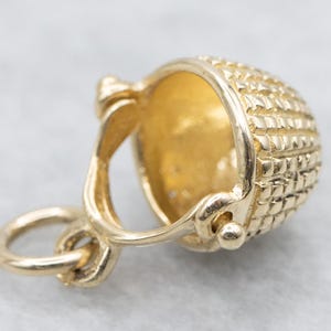 Mini Yellow Gold Nantucket Basket Charm, Basket Charm, Nantucket Basket, Yellow Gold Charm, Nantucket Basket Charm, Gold Basket Charm A64701