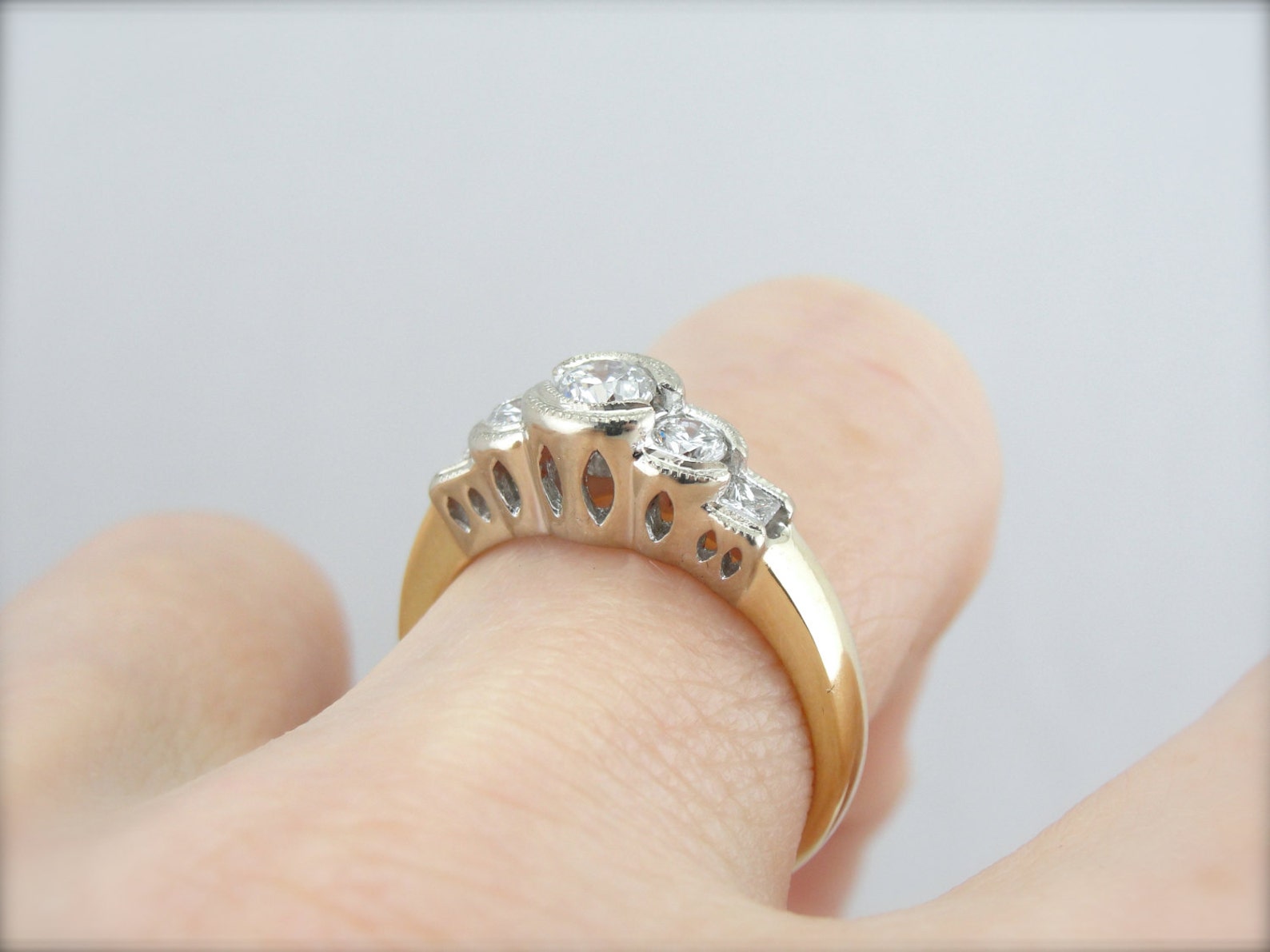 Stunning Contemporary Bezel Set Diamond Ring 1PJ4D7R Etsy