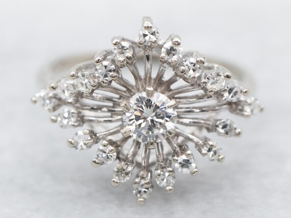 Vintage Diamond Cocktail Ring, Diamond White Gold… - image 1