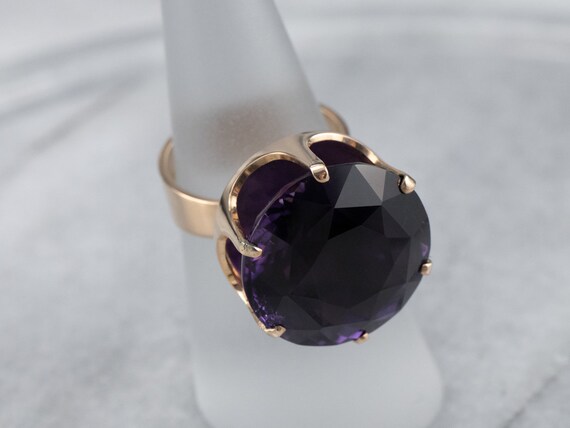14K Yellow Gold Amethyst Statement Ring, Mid-Century … - Gem