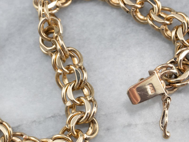 14K Gold Chain Bracelet Charm Bracelet Double Link Chain Etsy