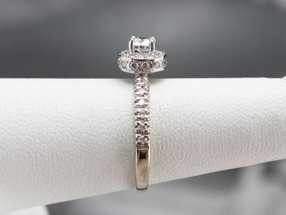 Diamond Halo Engagement Ring, White Gold Diamond … - image 9