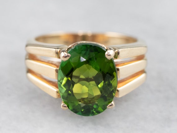 Vintage Green Tourmaline Ring, Green Tourmaline S… - image 1