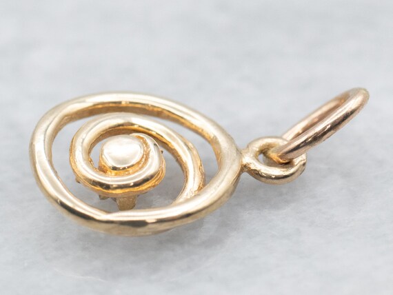 Yellow Gold Spiral Pendant with Diamond Accent, G… - image 2