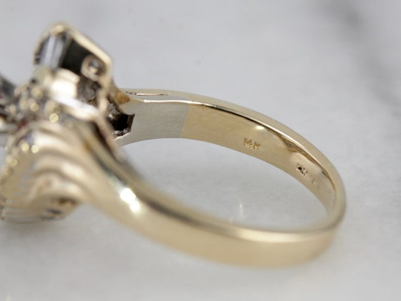 Vintage Ruby Cocktail Ring, Diamond Accents, 14K … - image 3
