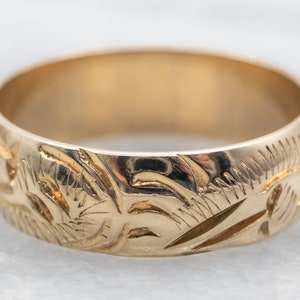 Yellow Gold Engraved Wedding Band, Engraved Wedding Band, Gold Engraved Band, Engraved Band, Wedding Band, Gold Band, Stacking Band A34878