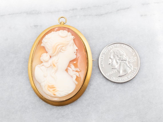 Yellow Gold Cameo Brooch or Pendant, Cameo Brooch… - image 2