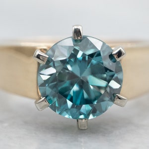 Yellow Gold Round Cut Blue Zircon Solitaire Ring, Yellow Gold Blue Zircon Ring, Blue Zircon Solitaire Ring, Blue Zircon Ring, Ring A34125