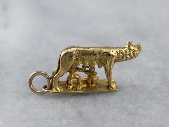 18K Gold Rome Charm, Romulus Remus Charm, Statue … - image 2