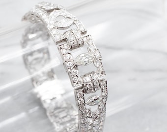 Platin Art Deco Diamant Armband, 10.47 Karat
