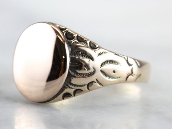 Antique Sun: Victorian Era Signet Ring with Gold D