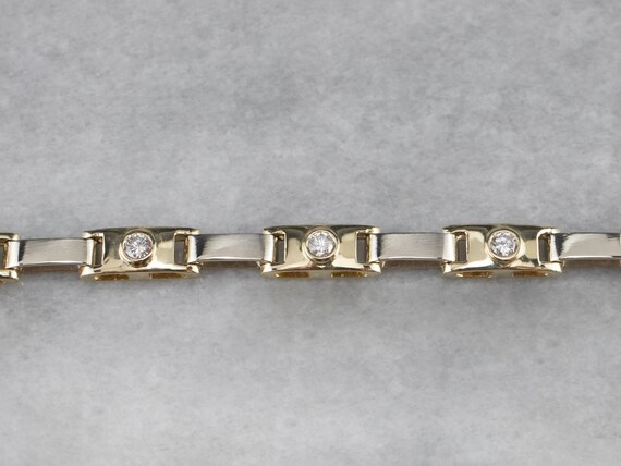 Bezel Set Diamond Link Bracelet, Yellow Gold Diam… - image 8