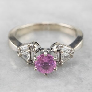 Bague de fiançailles diamant saphir rose, bague d&#39;anniversaire, pierre de naissance de septembre, cadeau pour elle, WR2AFKKV