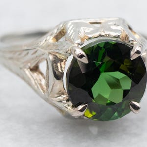 Art Deco Green Tourmaline Solitaire Ring, Green Tourmaline Ring, Tourmaline Ring, Tourmaline Solitaire, Solitaire Ring, Art Deco Ring A52377