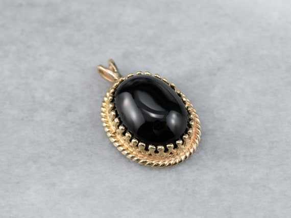 Vintage Black Onyx Pendant, Simple Onyx Pendant, … - image 3