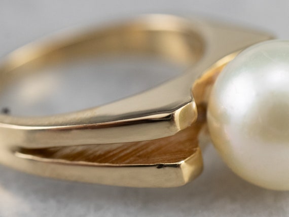 Vintage Pearl Solitaire Ring, Yellow Gold Pearl R… - image 6
