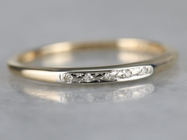 Diamond Wedding Band Retro Era Diamond Band Mixed Metal Diamond Band Anniversary Gift Birthday Gift 3MRXQZ19 Stacking Band
