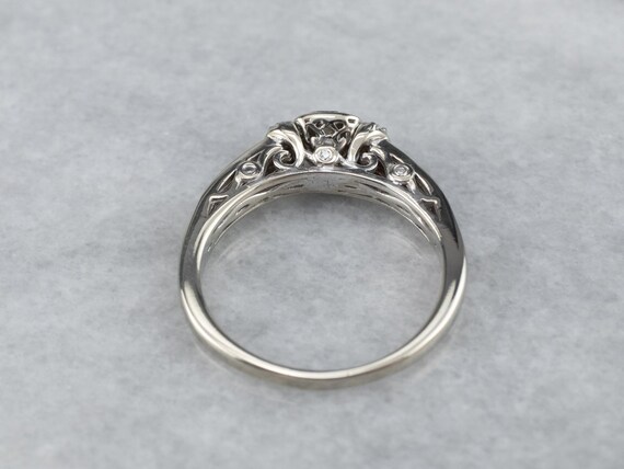 Modern Diamond Halo Engagement Ring, White Gold D… - image 5