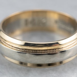 Two Tone Gold Wedding Band, 14K Gold Ring, Vintage Wedding Ring, Keepsake Band, Stacking Ring, UHVY7QLU