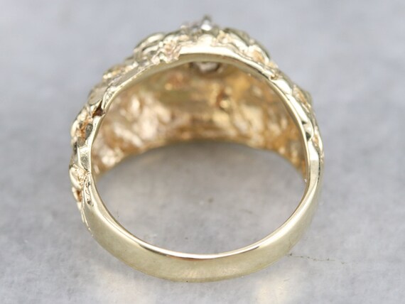 14K Yellow Gold Floral Diamond Ring, .20 Carat So… - image 4