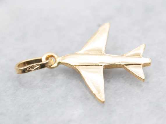 Yellow Gold Airplane Pendant, Airplane Charm, Uni… - image 3