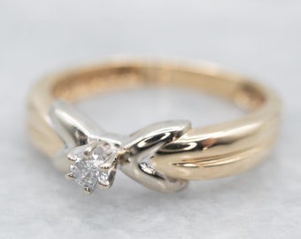 Vintage Diamond Solitaire Ring, 14K Gold Engagement Ring