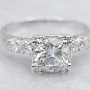 Vintage European Cut Diamant Ring, Retro Era Diamant Verlobungsring, Vintage Diamant Ring, Weißgold Diamant Ring, Jubiläumsring A67884