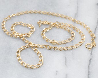 Vintage 18K Yellow Gold Curb Link Chain, 18 Inch