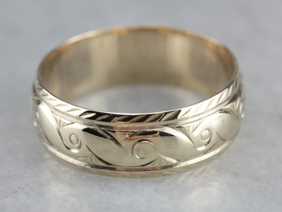 Vintage Pattern Band, Yellow Gold Band, Wedding Band, Unisex Vintage Pattern Band, Yellow Gold Band, Wedding Band, Unisex