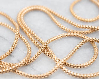 14K Yellow Gold Round Link Box Chain, 28 Inch Pendant Chain