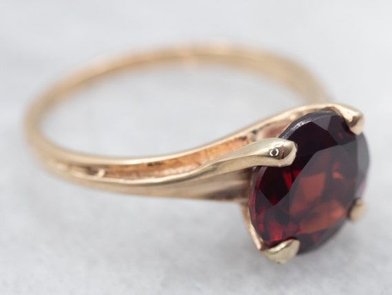 Yellow Gold Garnet Solitaire Bypass Ring, Garnet … - image 1