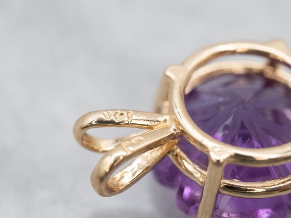 Fancy Cut Amethyst Solitaire Pendant, Yellow Gold… - image 3