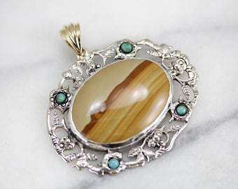 Desert Landscape Jasper in Turquoise Floral Frame 0PERAP-R