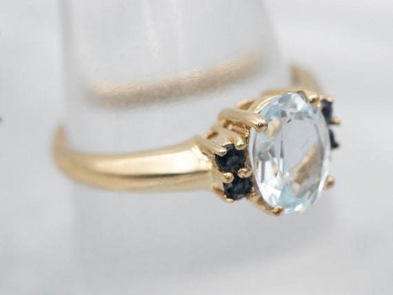 Aquamarine and Sapphire Ring, Yellow Gold Aquamar… - image 4