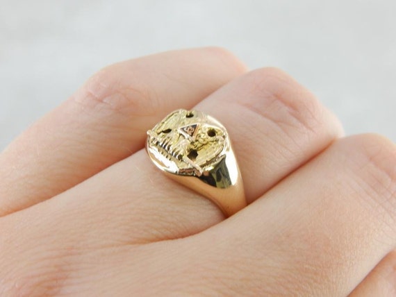 Antique Double Eagle Masonic Ring With 32 Mark RJF4N1 N