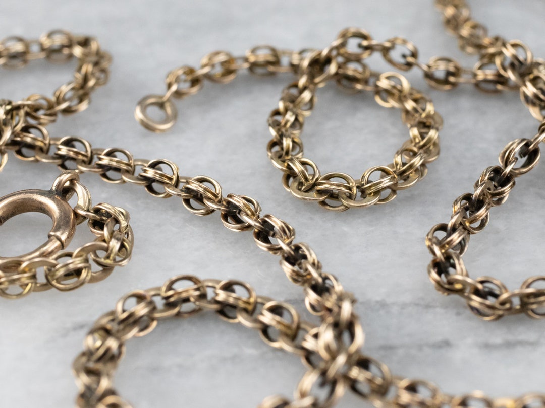 Antique 10K Yellow Gold Chain, 19 Inch Fancy Necklace - Etsy