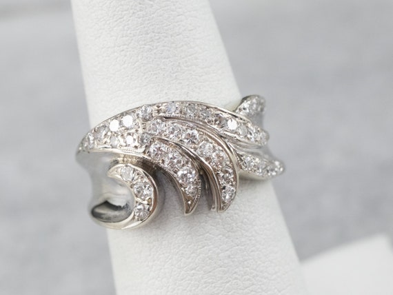 Vintage Diamond Cocktail Band, White Gold Diamond… - image 7