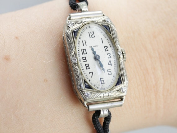Art Deco Elgin Wrist Watch, Vintage Diamond Watch… - image 5