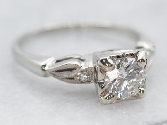 Retro Era Diamond Engagement Ring, Vintage Diamon… - image 1