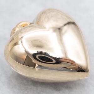 Vintage Puffy Heart Pendant, 14K Gold Heart Pendant, Heart Charm, Yellow Gold Heart Pendant, Statement Pendant, Anniversary Gift A65890