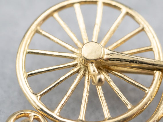 18K Gold Penny-farthing Charm, Old Fashioned Bicy… - image 6