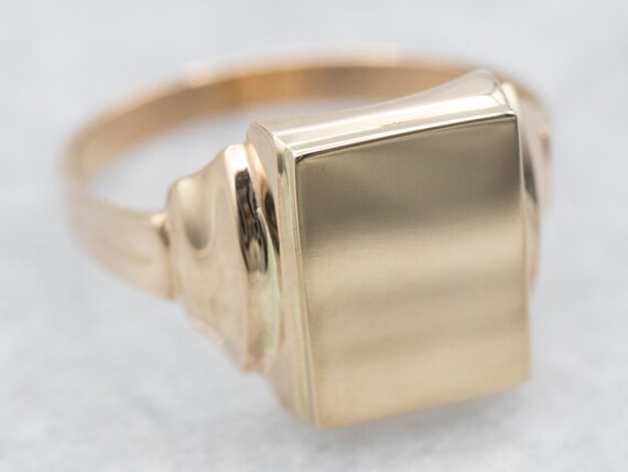 14K Yellow Gold Rectangular Signet Ring, Engravab… - image 2