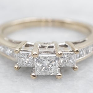 Moderner Weißgold Diamant Verlobungsring, Princess Cut Diamant Verlobung, Verlobungsring, Verlobung, Ring, Gold Diamant Ring A52624