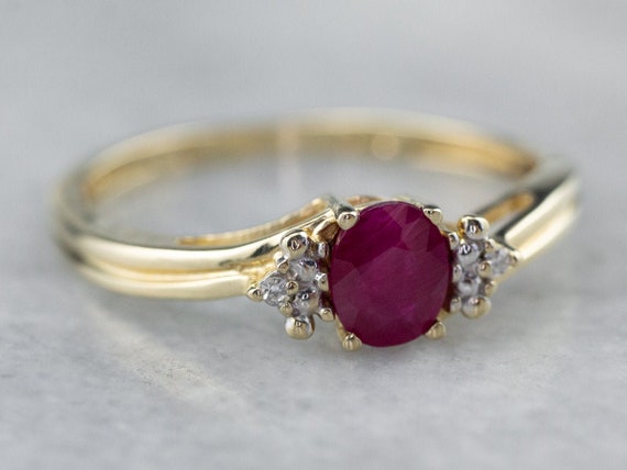 Ruby and Diamond Ring, Ruby Anniversary Ring, Yell